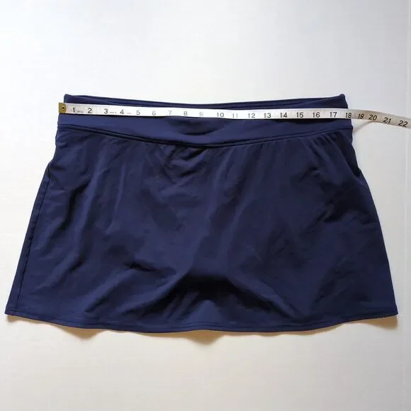 Lands' End Womens 14 Navy Blue Swim Skirt Suit Bottom Lined Built In Brief Beach - Picture 4 of 8